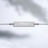 Engraved Silver Bar Chain Bracelet - Stronger