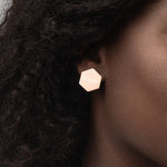 Sterling Silver Hexagon Stud Earrings - Stronger